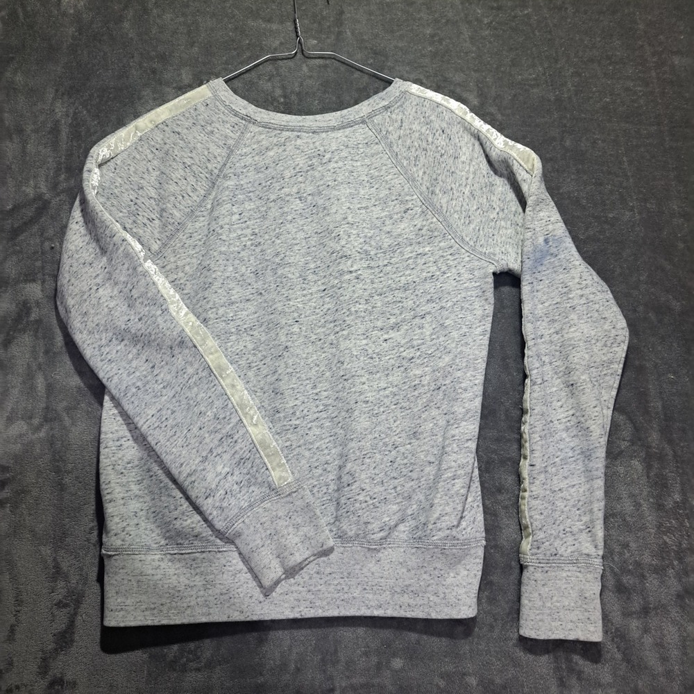 Abercrombie & Fitch Womens M Grey Marl AF Logo Stripe Sleeve Sweatshirt READ - Picture 7 of 8